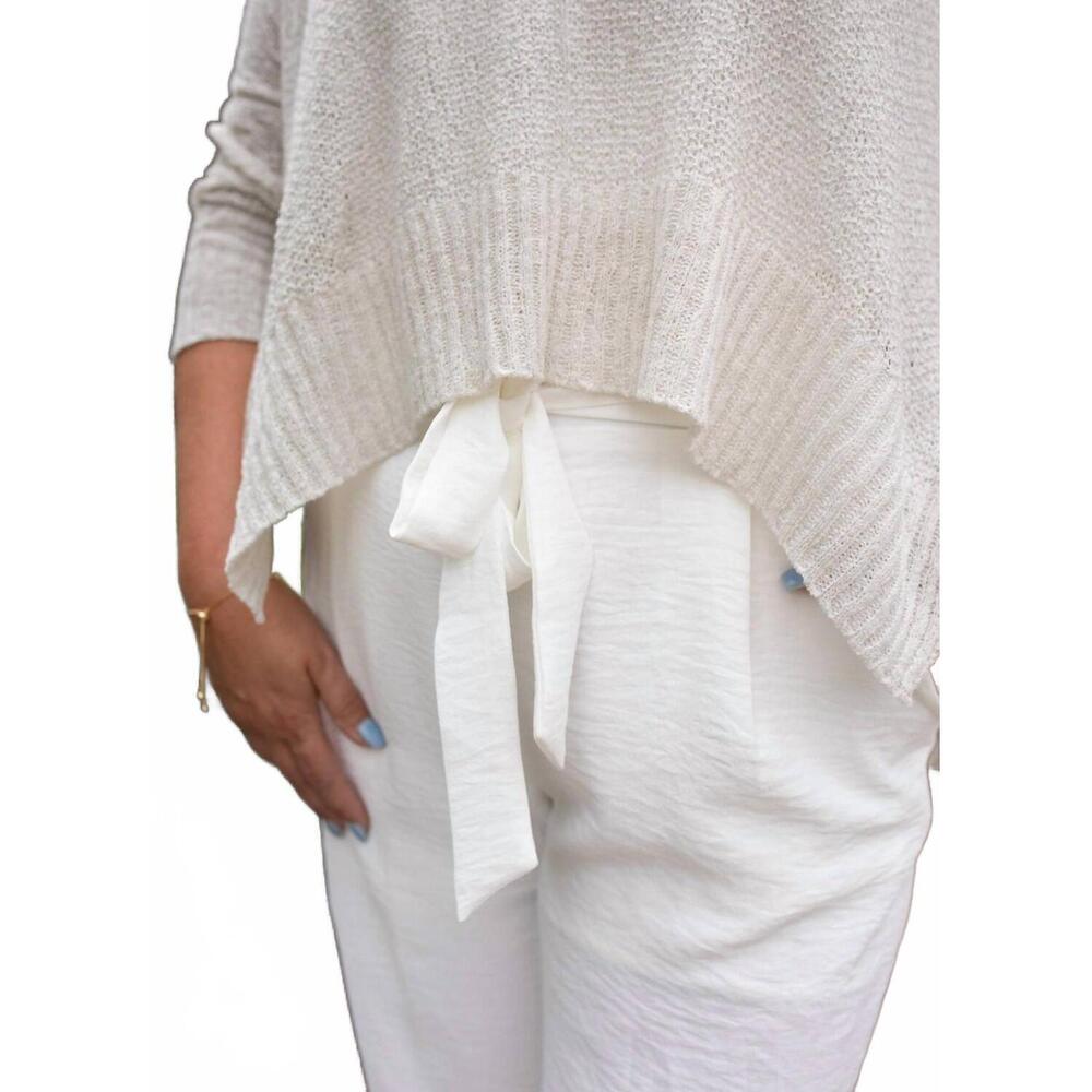 NEW HEM & THREAD easy elegance tie waist crop pants in white - Picture 7 of 10